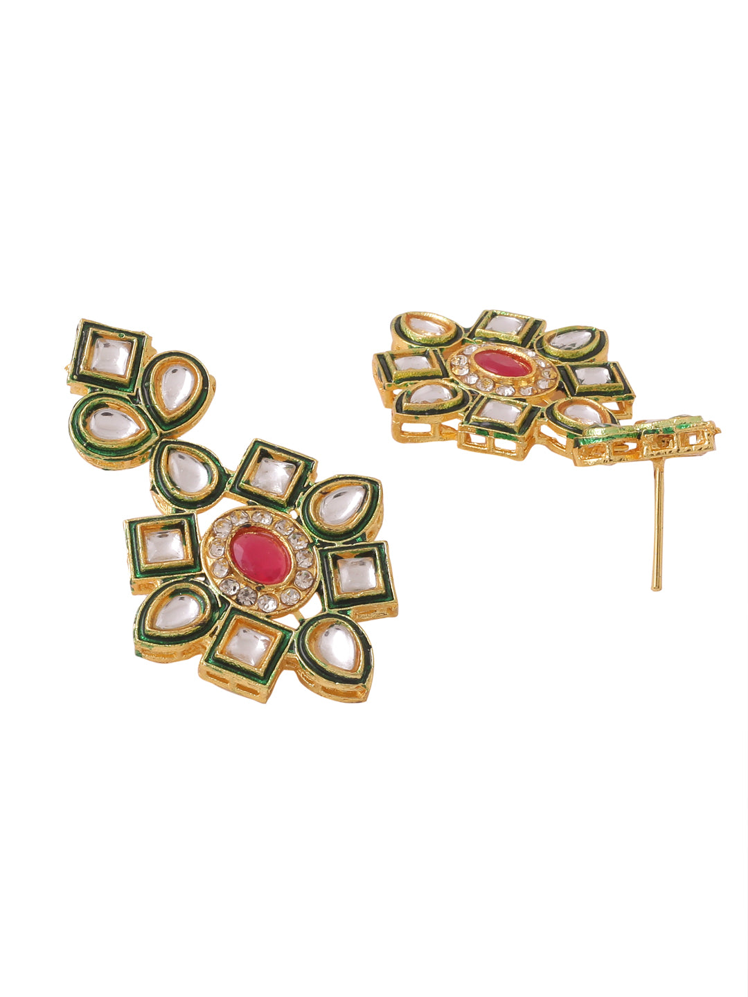 Women's Gold-Plated Kundan Studded Jewellery Set - NVR