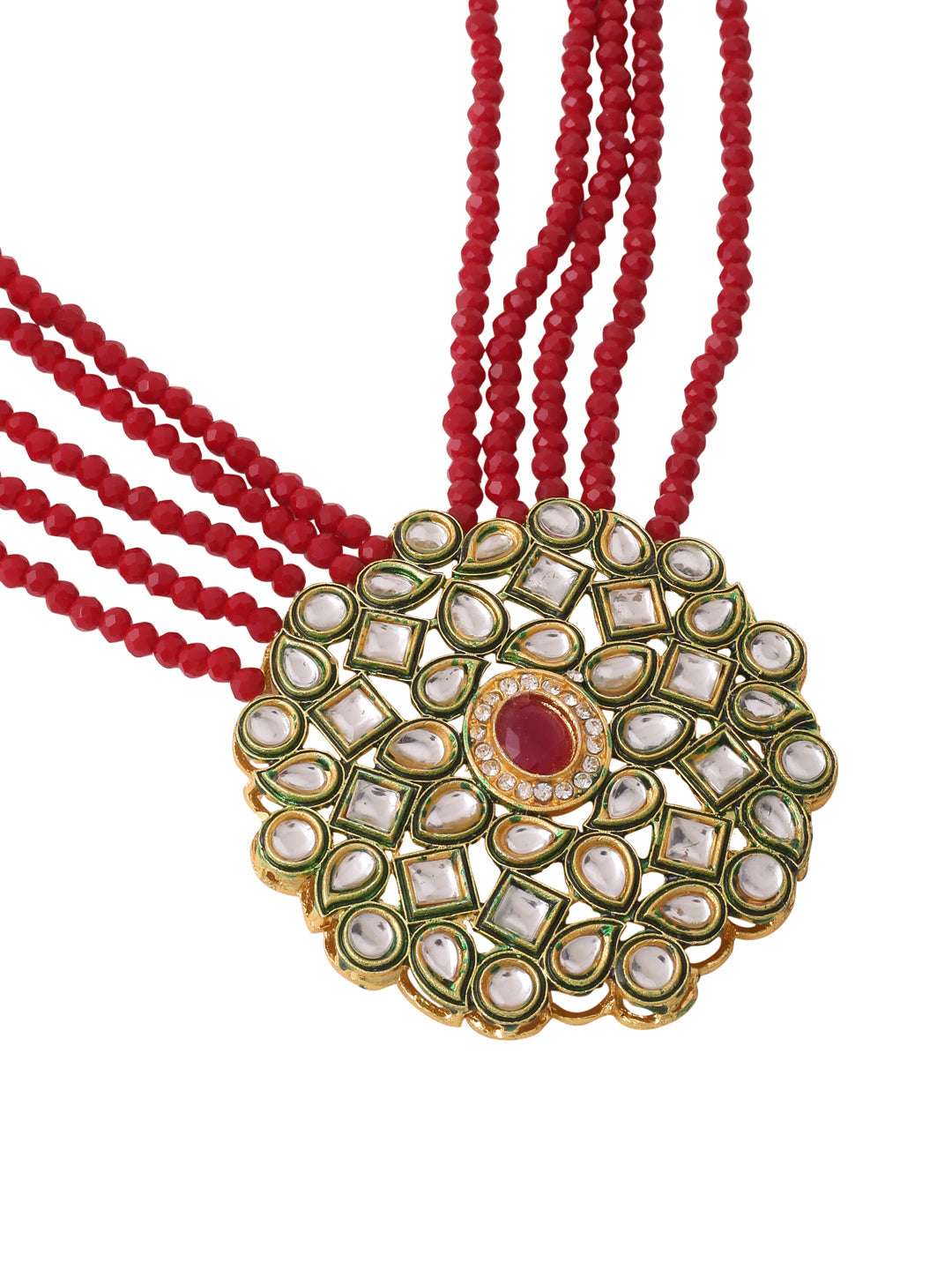Women's Gold-Plated Kundan Studded Jewellery Set