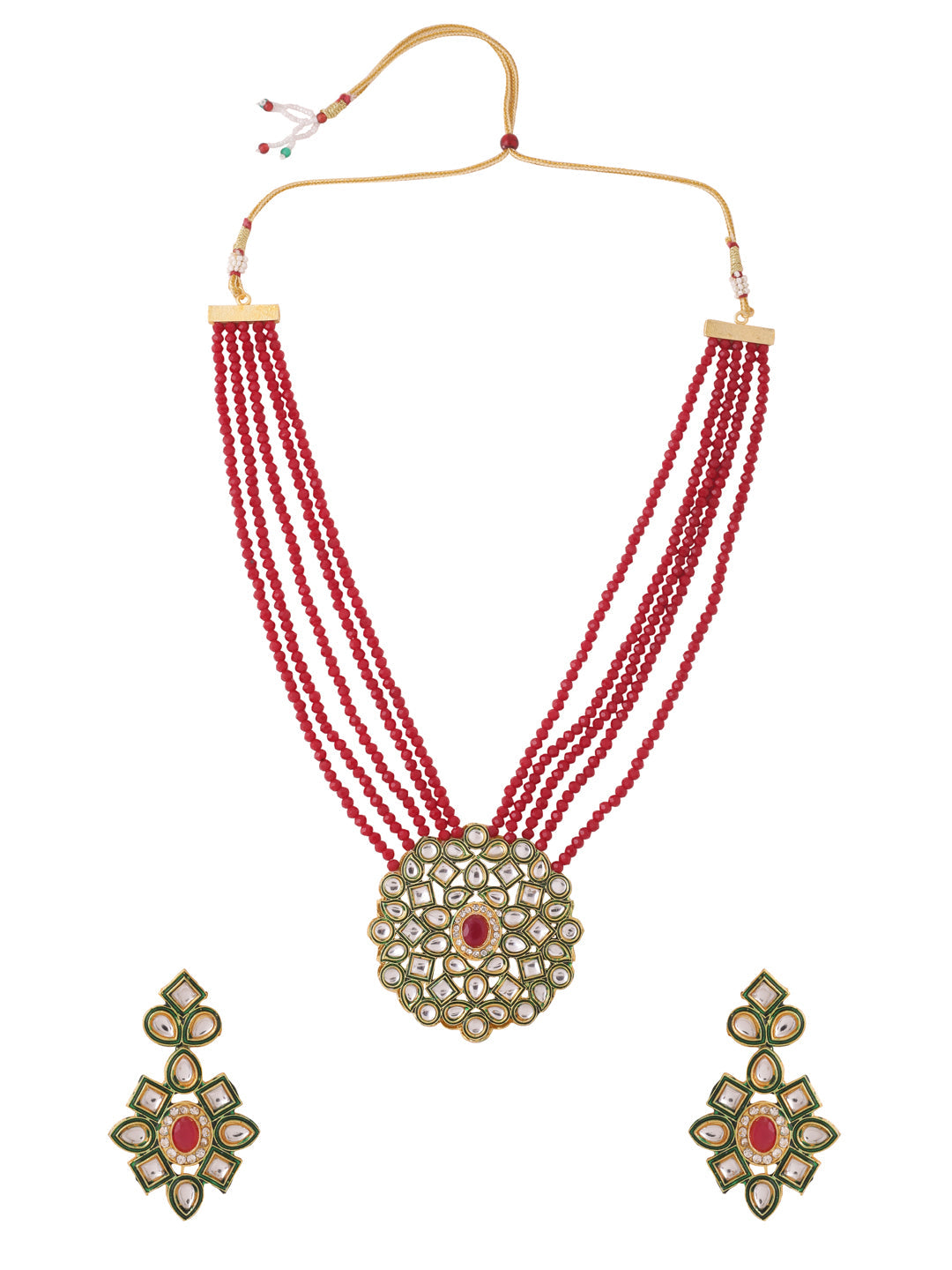 Women's Gold-Plated Kundan Studded Jewellery Set