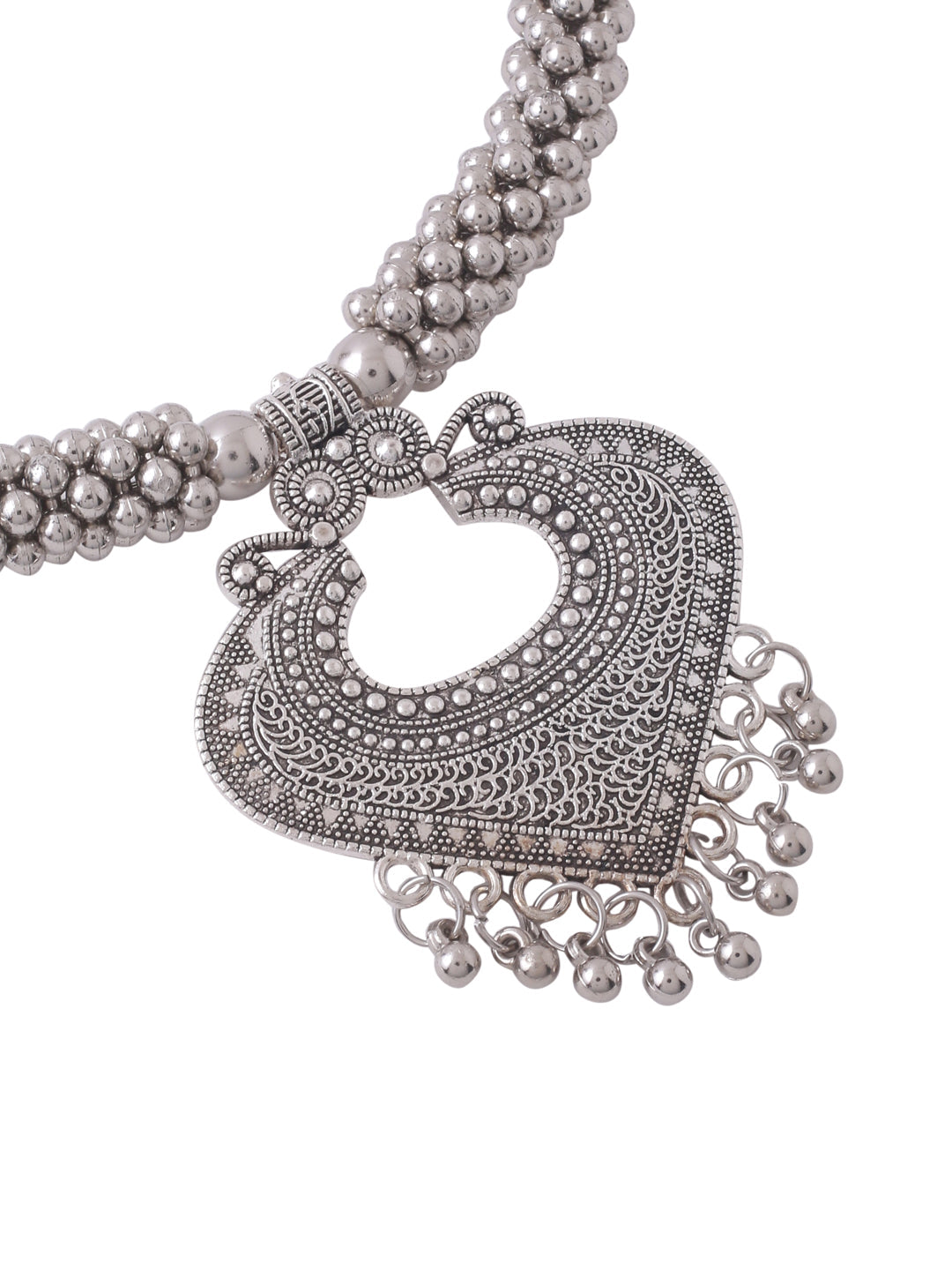 Women's Silver Toned Oxidised jewellery set