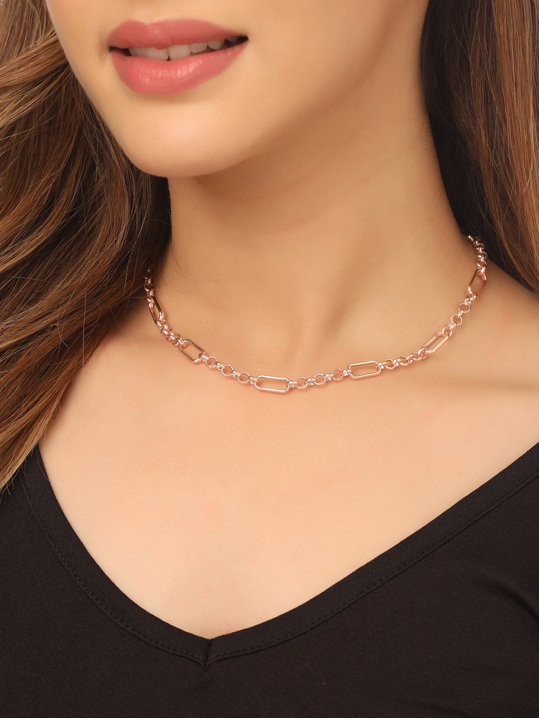 Women's Rose Gold Plated Minimal Necklace - NVR