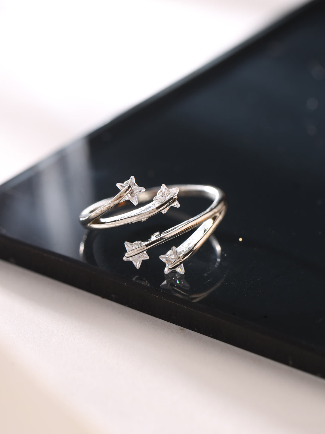 Women's Stylish Latest Silver Plated Ring with AD stones