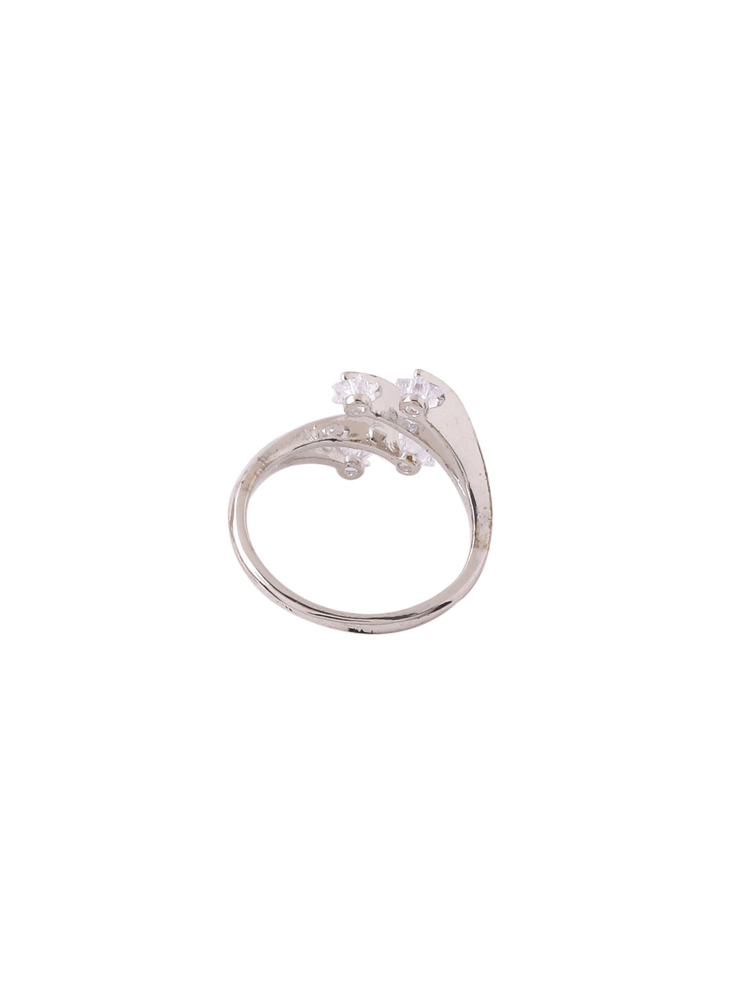 Women's Stylish Latest Silver Plated Ring with AD stones