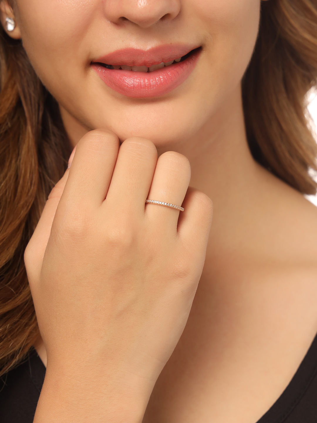 Women's Gold-Plated Stylish Ring with AD stones