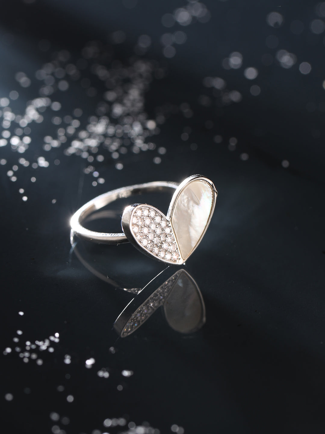 Women's Stylish Latest Silver Plated Ring with AD stones