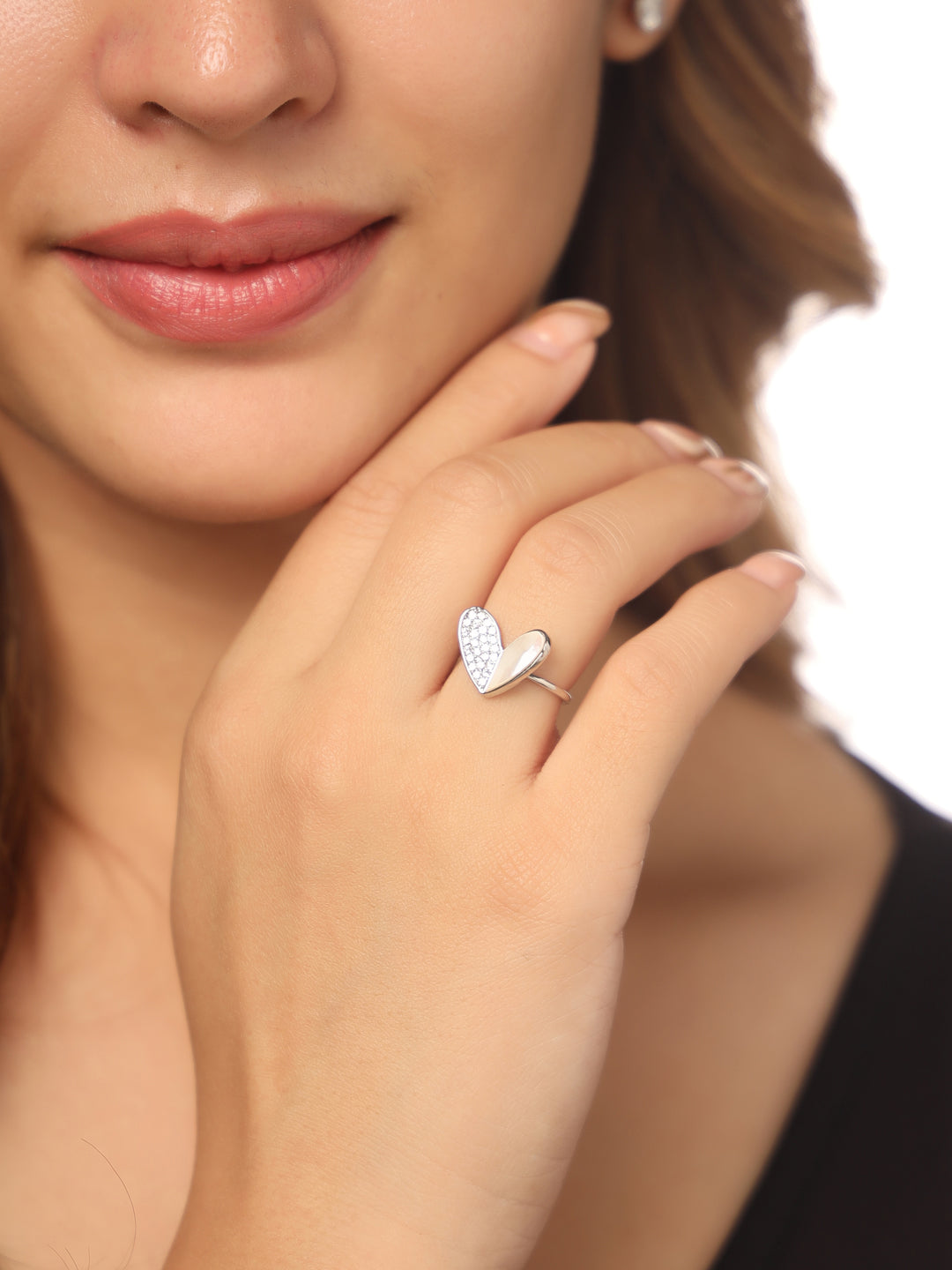 Women's Stylish Latest Silver Plated Ring with AD stones