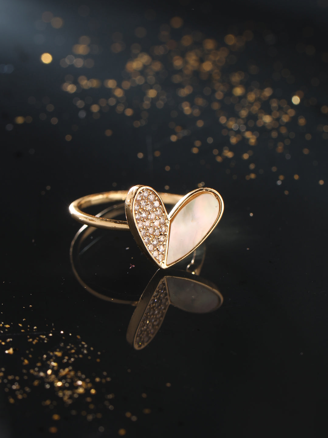 Women's Gold-Plated Stylish Ring with AD stones