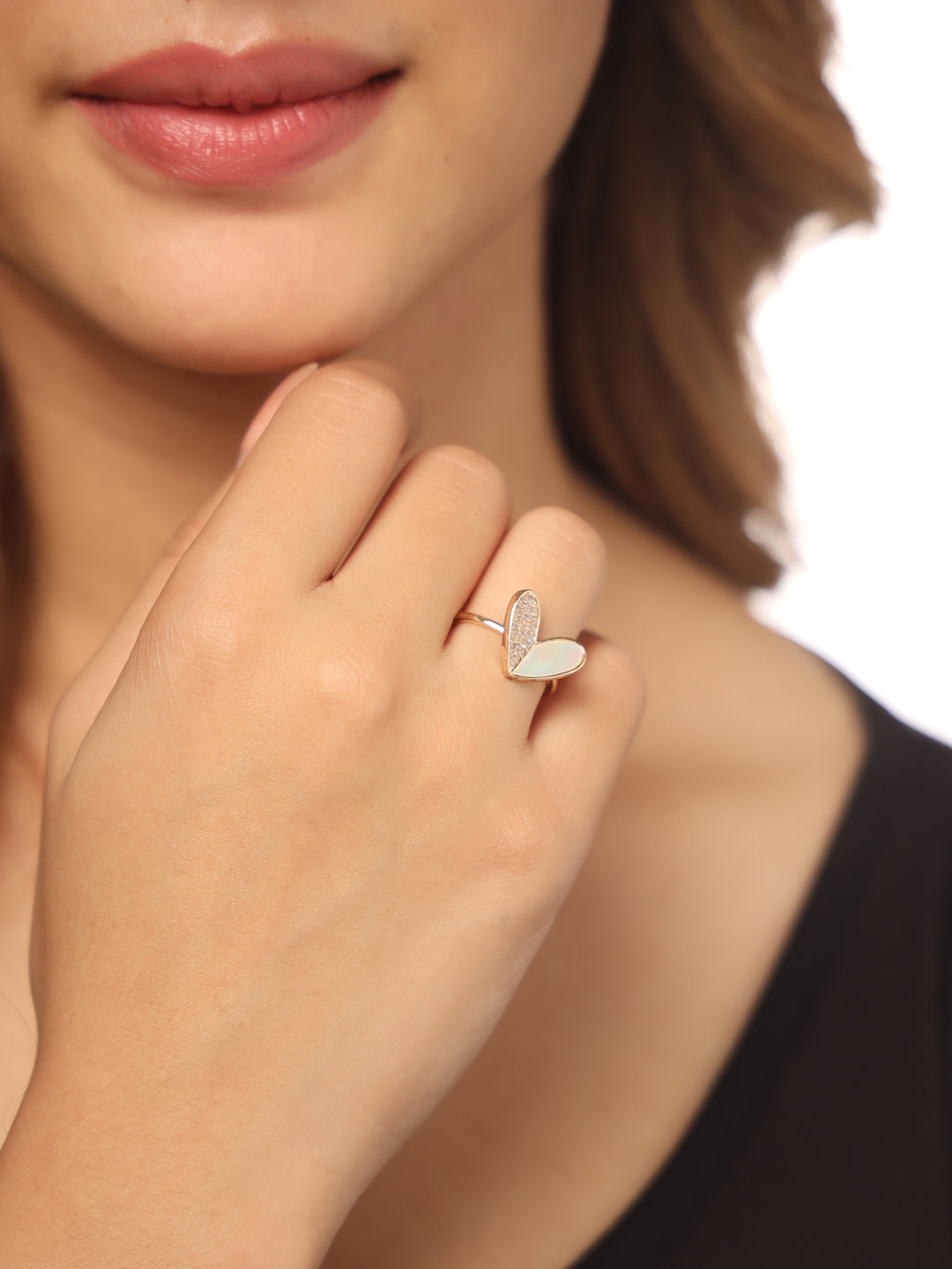 Women's Gold-Plated Stylish Ring with AD stones