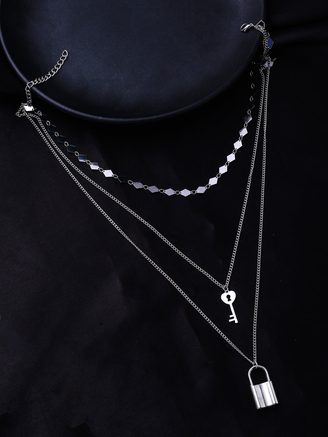Women's 3 Layered Silver-Plated Minimal Layered Necklace