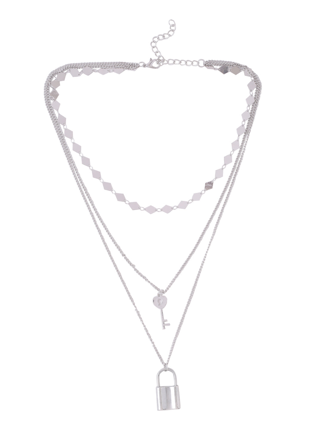 Women's 3 Layered Silver-Plated Minimal Layered Necklace