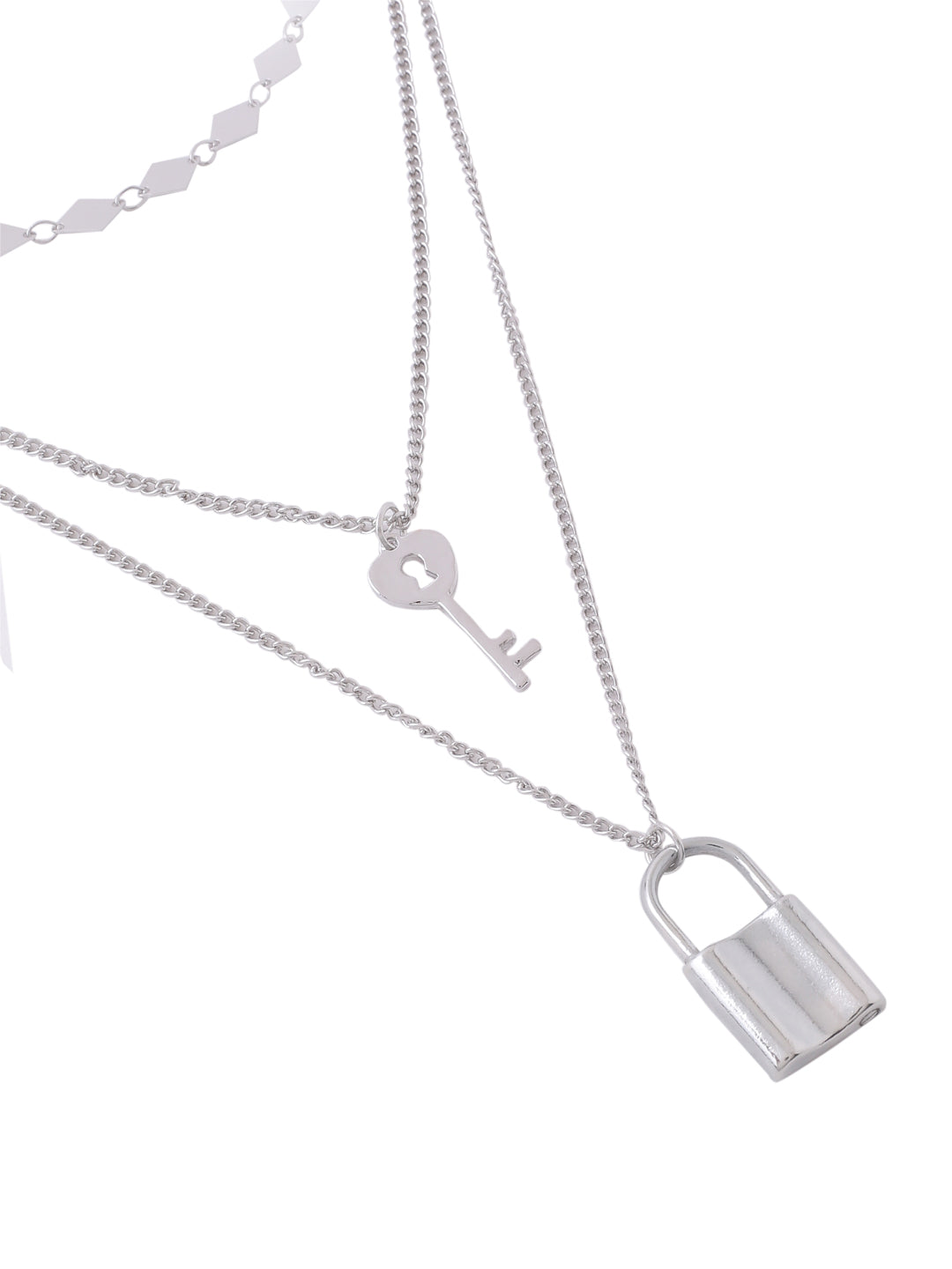 Women's 3 Layered Silver-Plated Minimal Layered Necklace