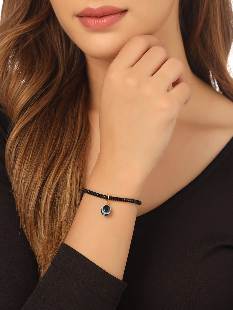 Women's black evil eye adjustable bracelet