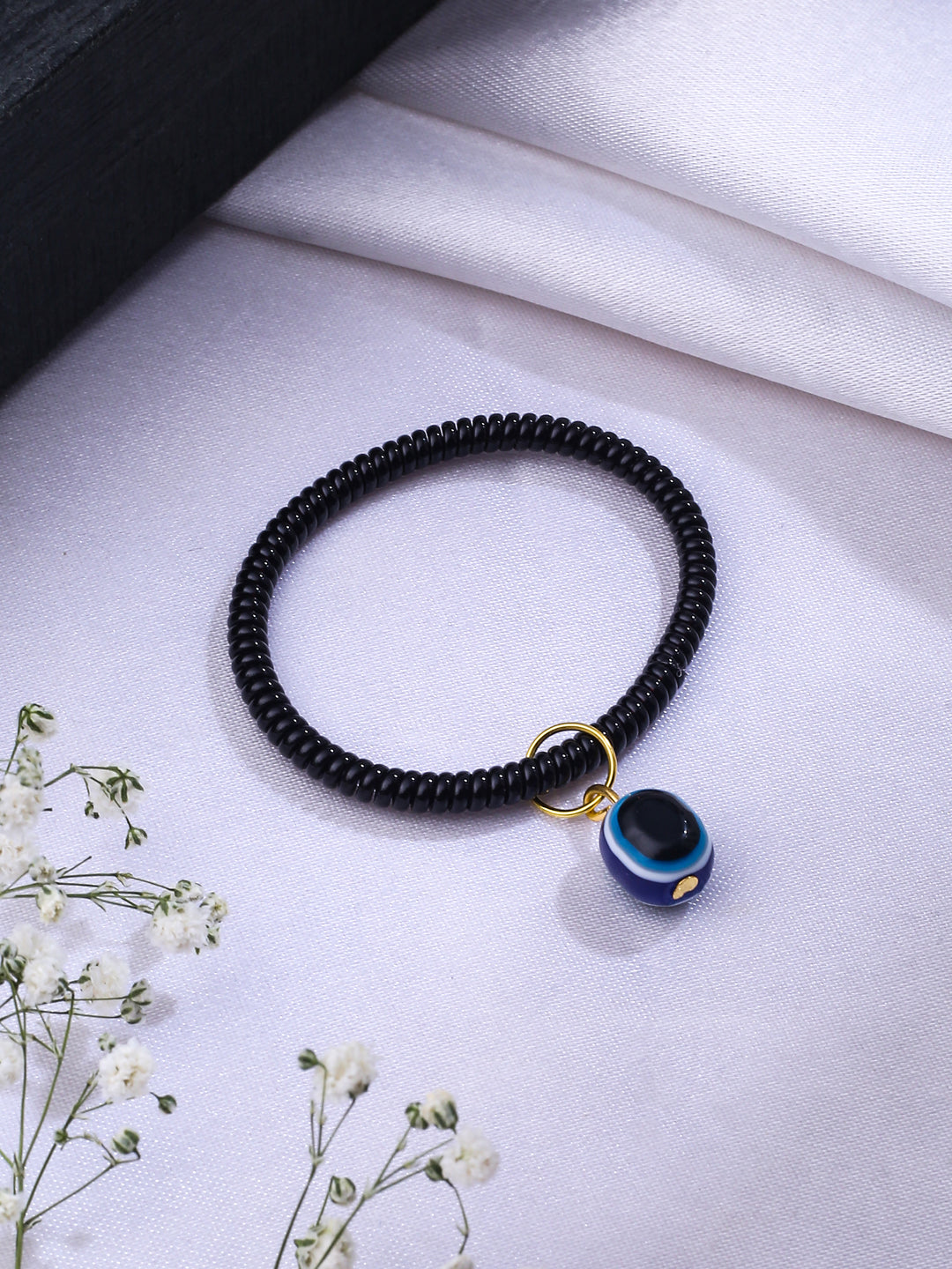 Women's black evil eye adjustable bracelet