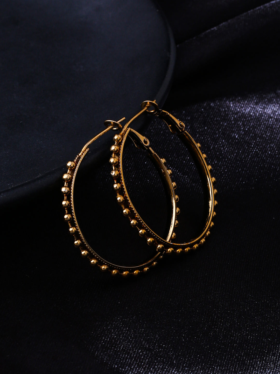 Women's Gold Toned Beaded Circular Earrings