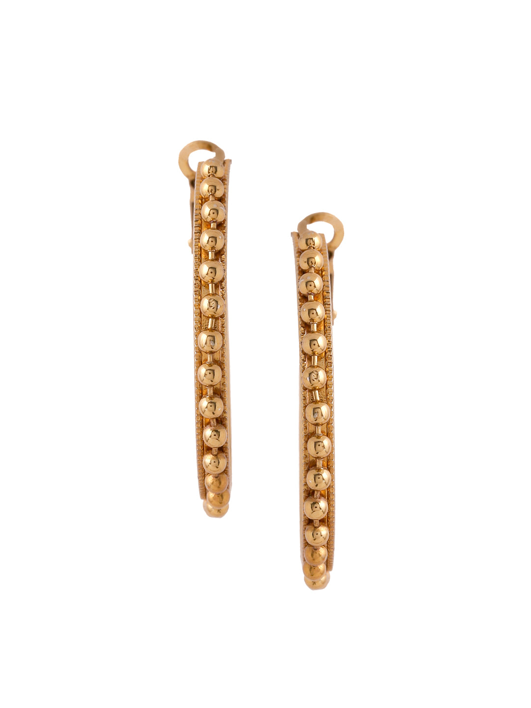 Women's Gold Toned Beaded Circular Earrings