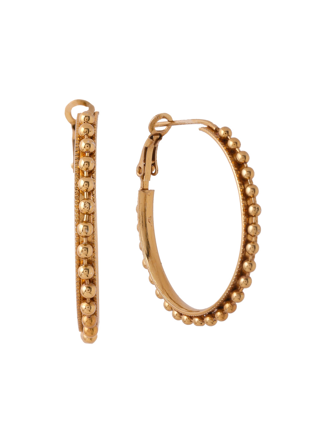 Women's Gold Toned Beaded Circular Earrings - NVR
