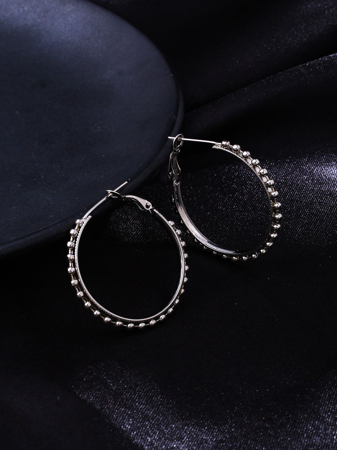 Women's Silver Toned Beaded Circular Earrings - NVR