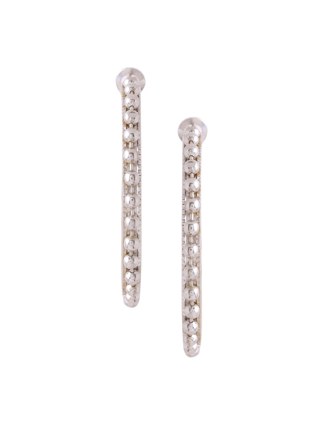 Women's Silver Toned Beaded Circular Earrings