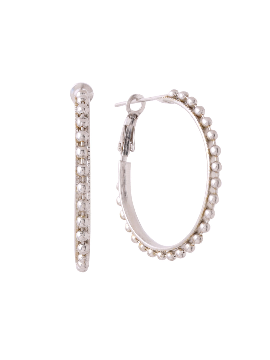 Women's Silver Toned Beaded Circular Earrings