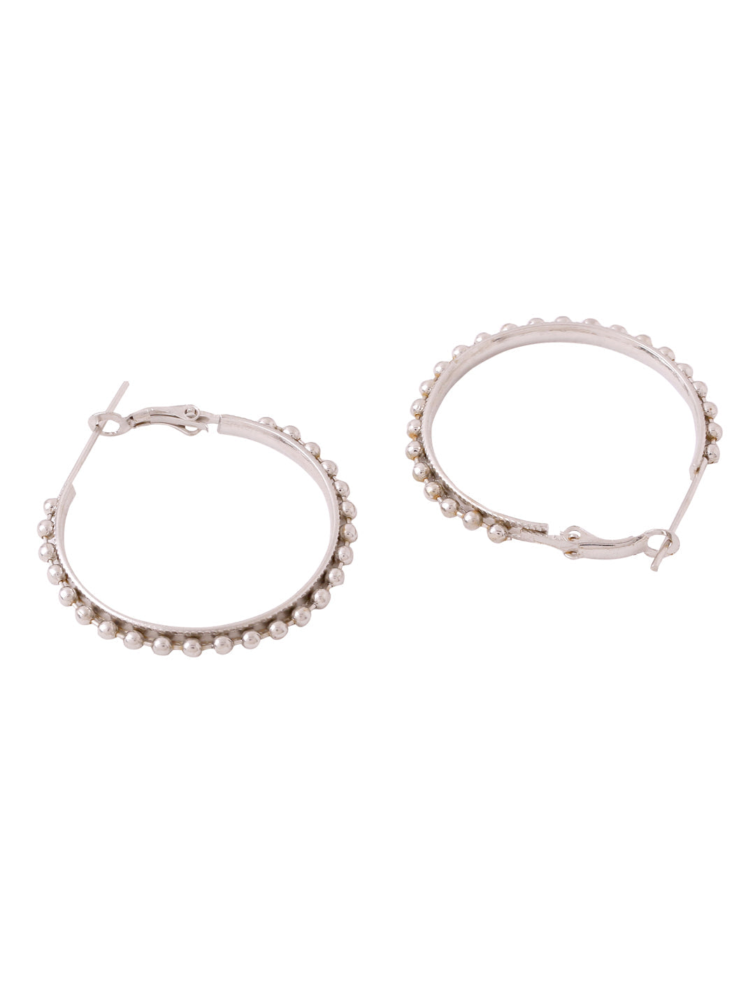 Women's Silver Toned Beaded Circular Earrings