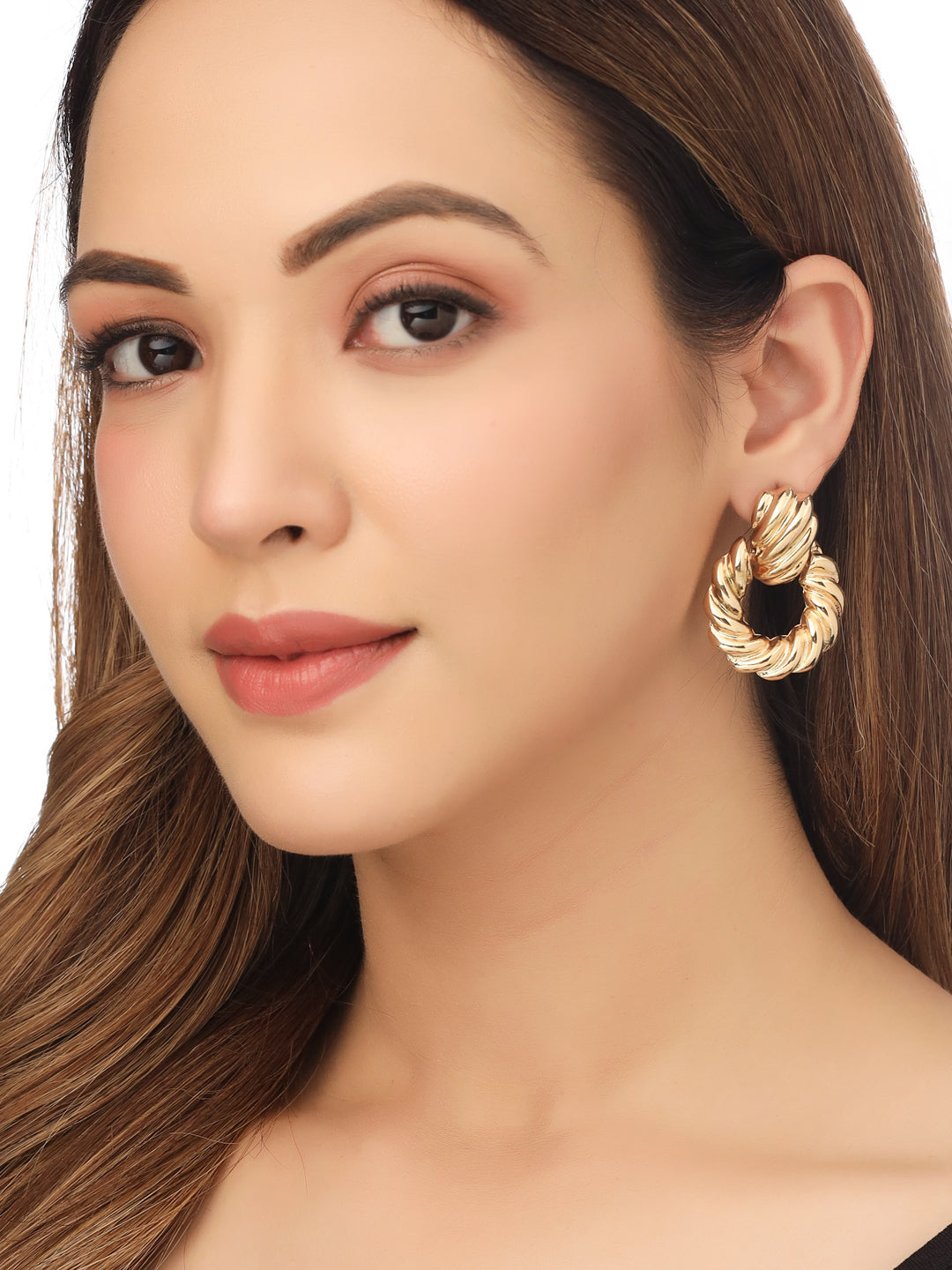 Women's Gold Toned Circular Drop Earrings