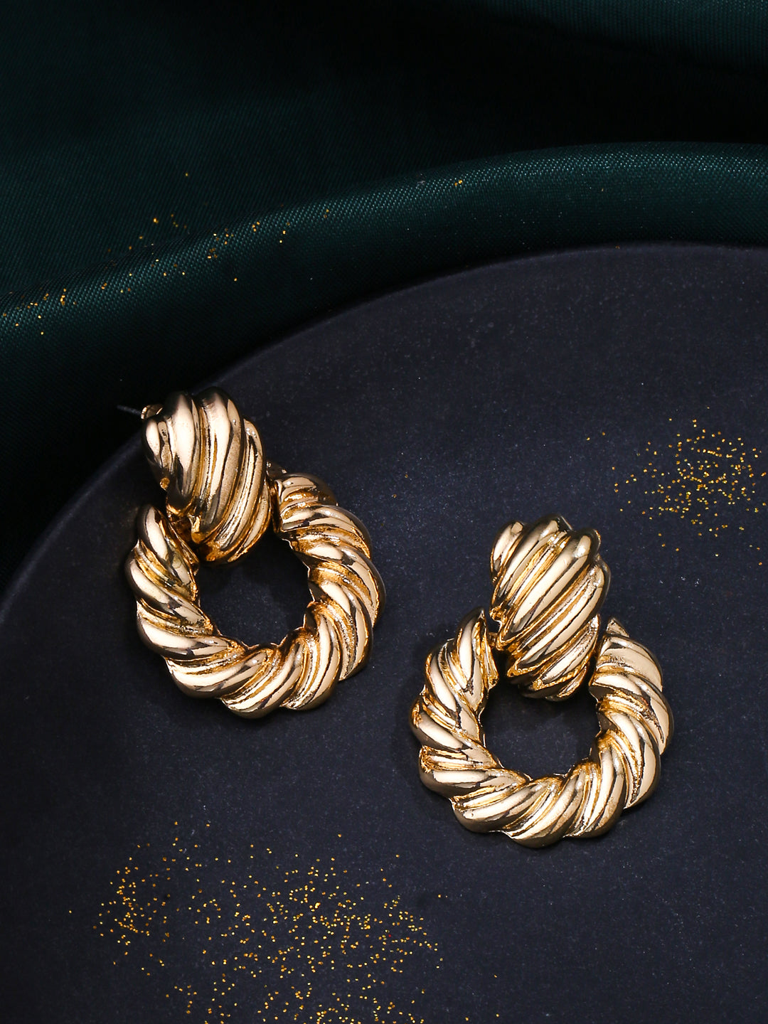 Women's Gold Toned Circular Drop Earrings