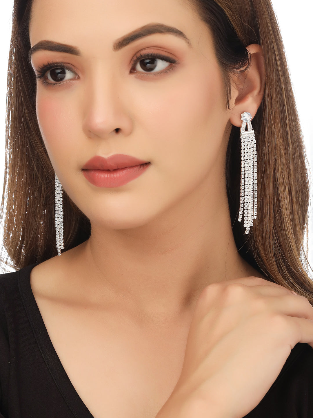 Women's Silver toned contemporary Drop Earrings