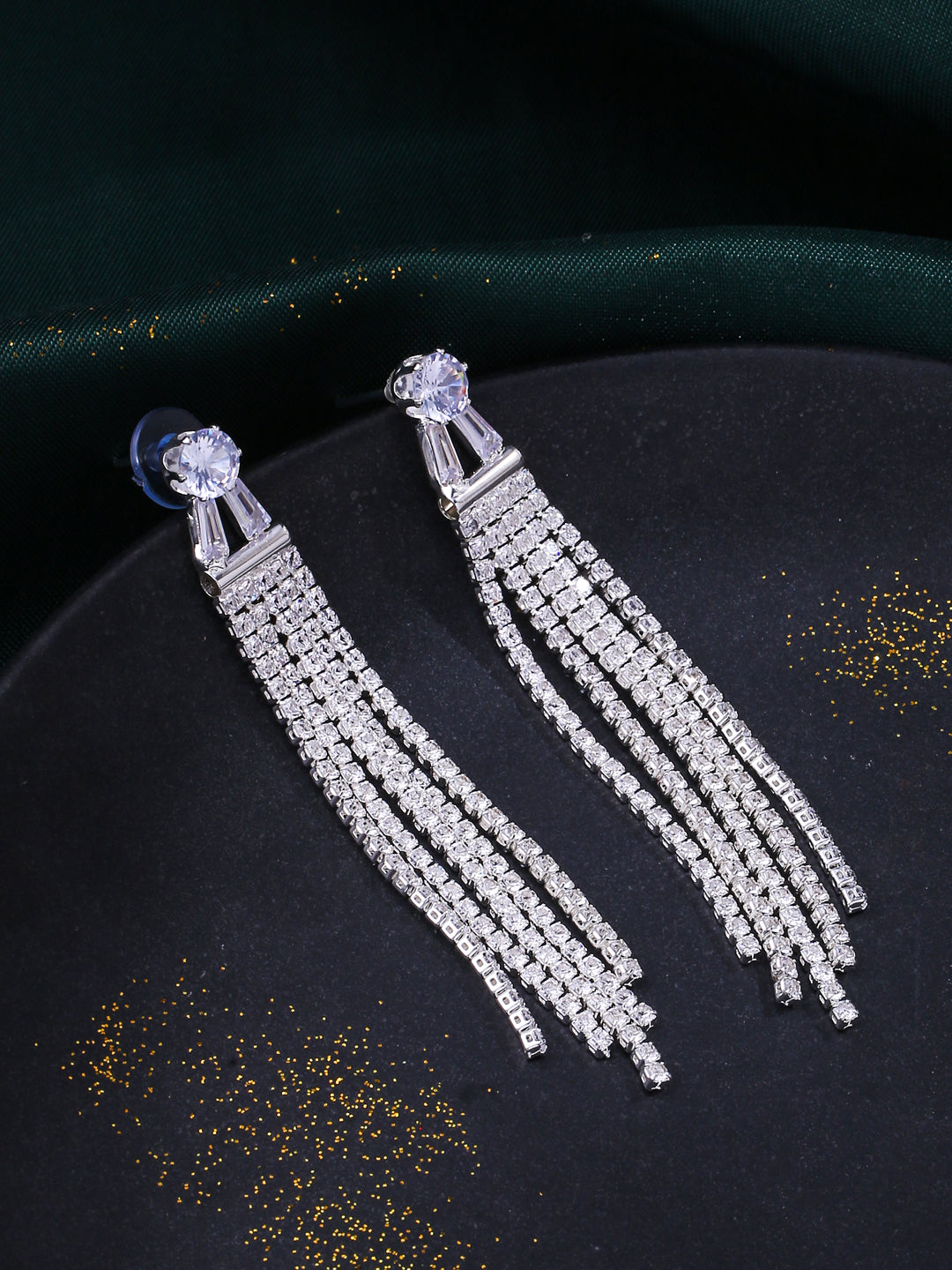 Women's Silver toned contemporary Drop Earrings - NVR