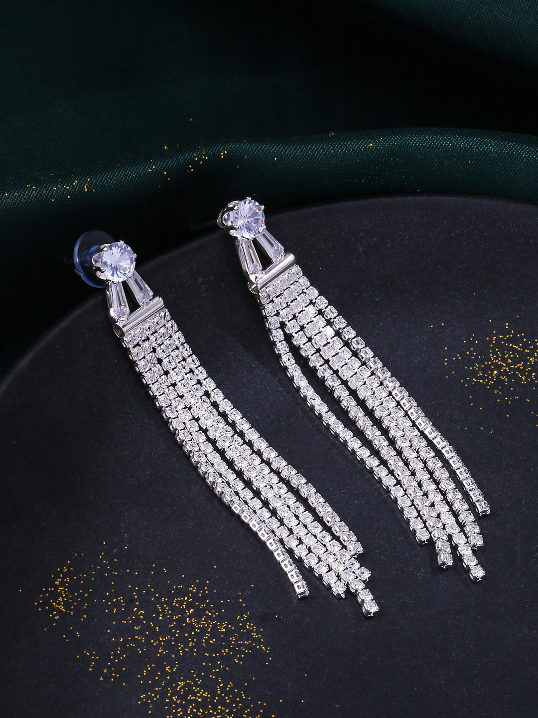 Women's Silver toned contemporary Drop Earrings