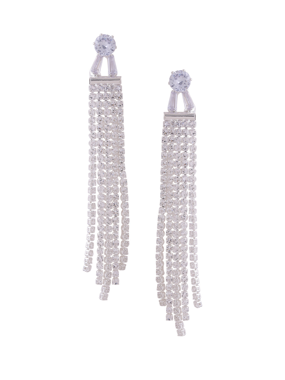 Women's Silver toned contemporary Drop Earrings