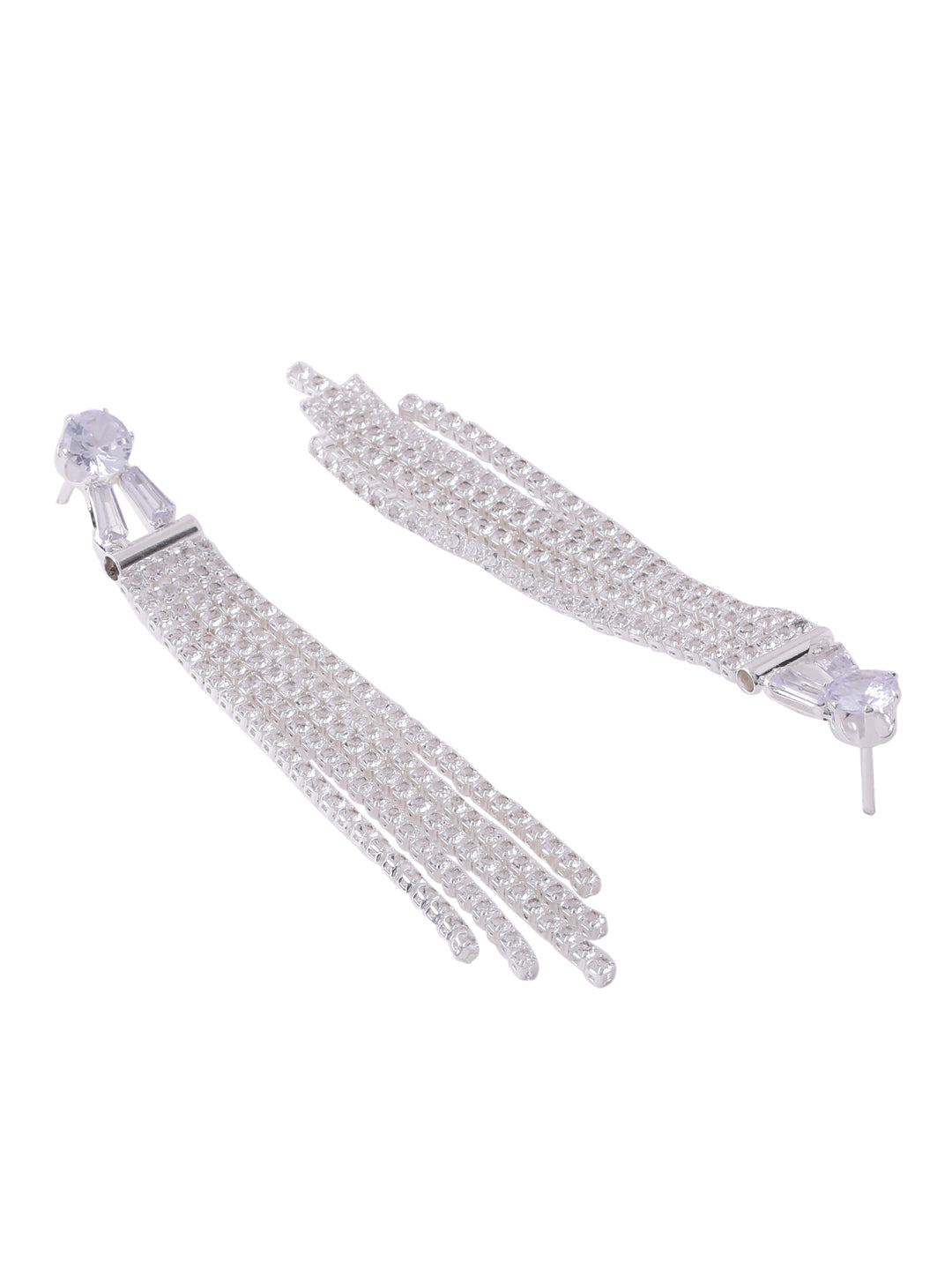 Women's Silver toned contemporary Drop Earrings