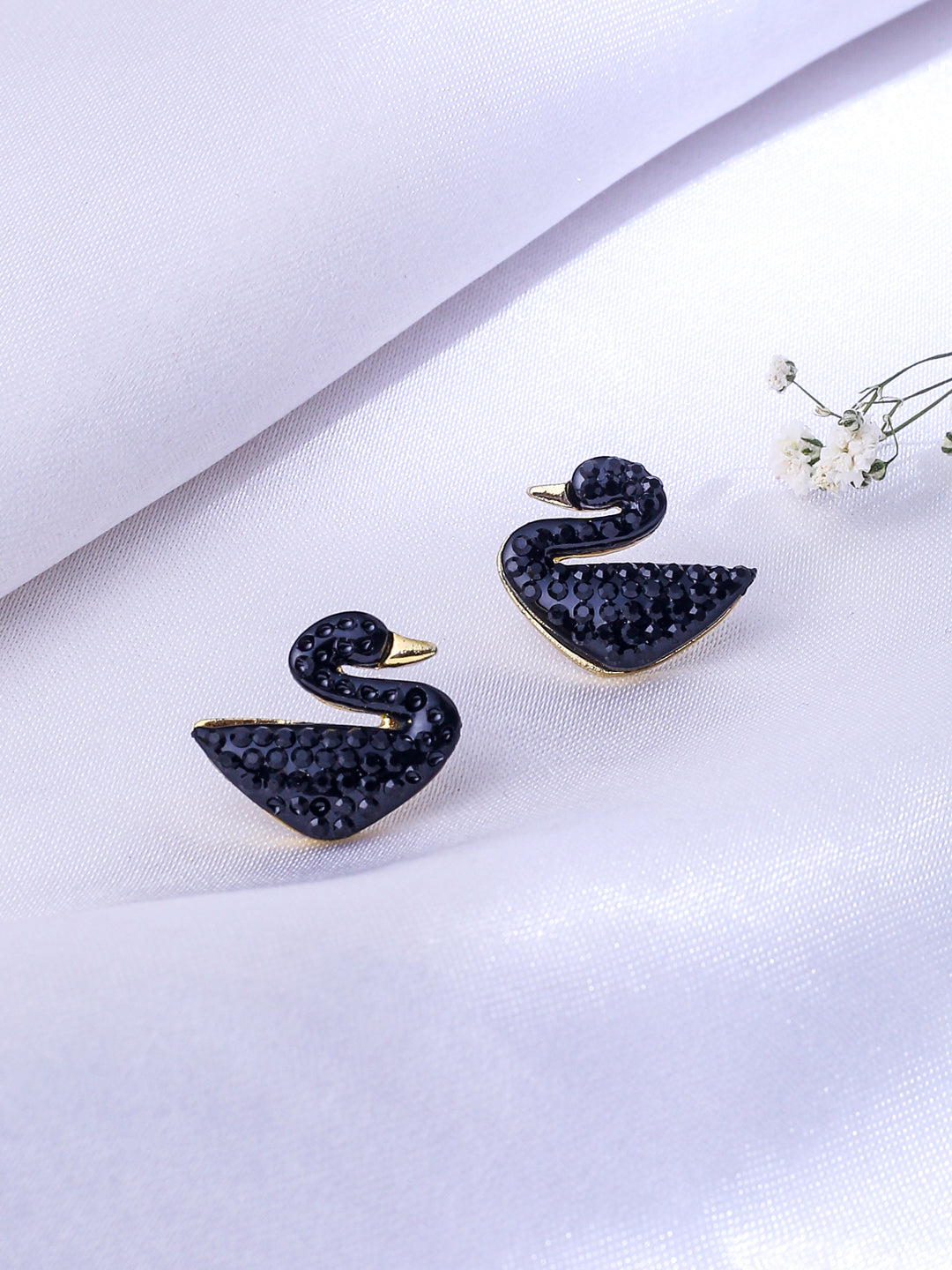 Women's Black CZ Studded Studs Earrings