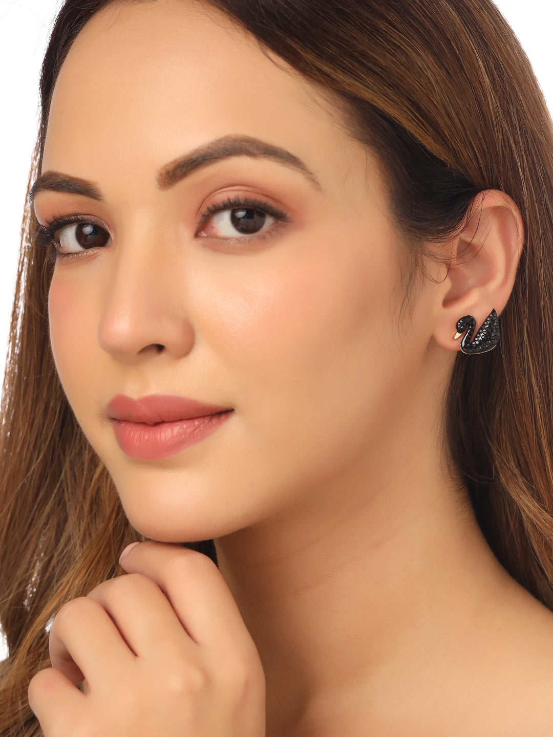 Women's Black CZ Studded Studs Earrings