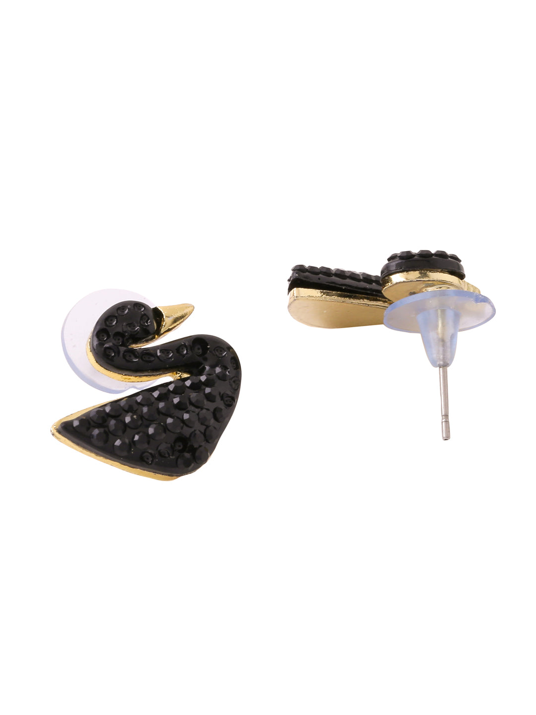 Women's Black CZ Studded Studs Earrings - NVR