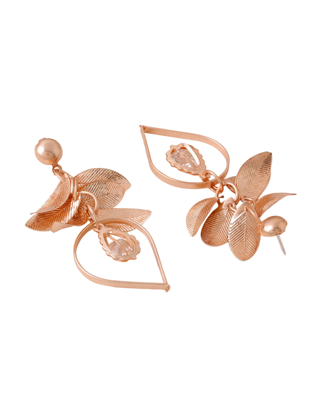 Women's Rose Gold Leaf shaped Drop Earrings
