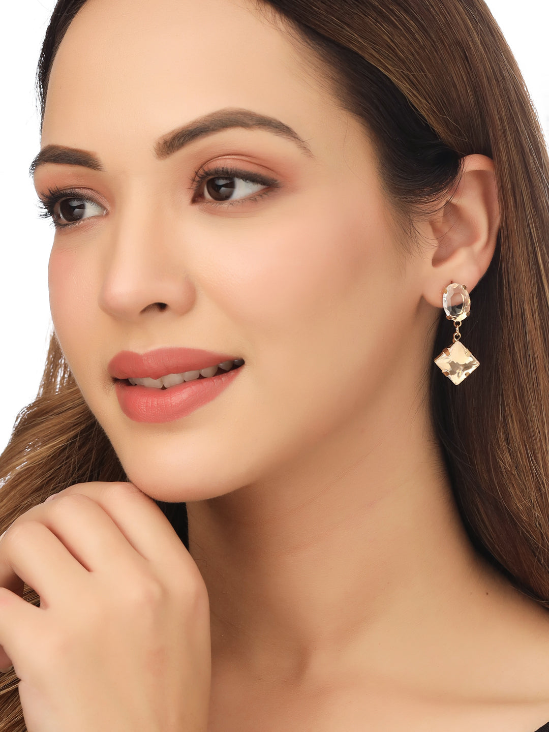 Women's Golden CZ Studded Studs Earrings