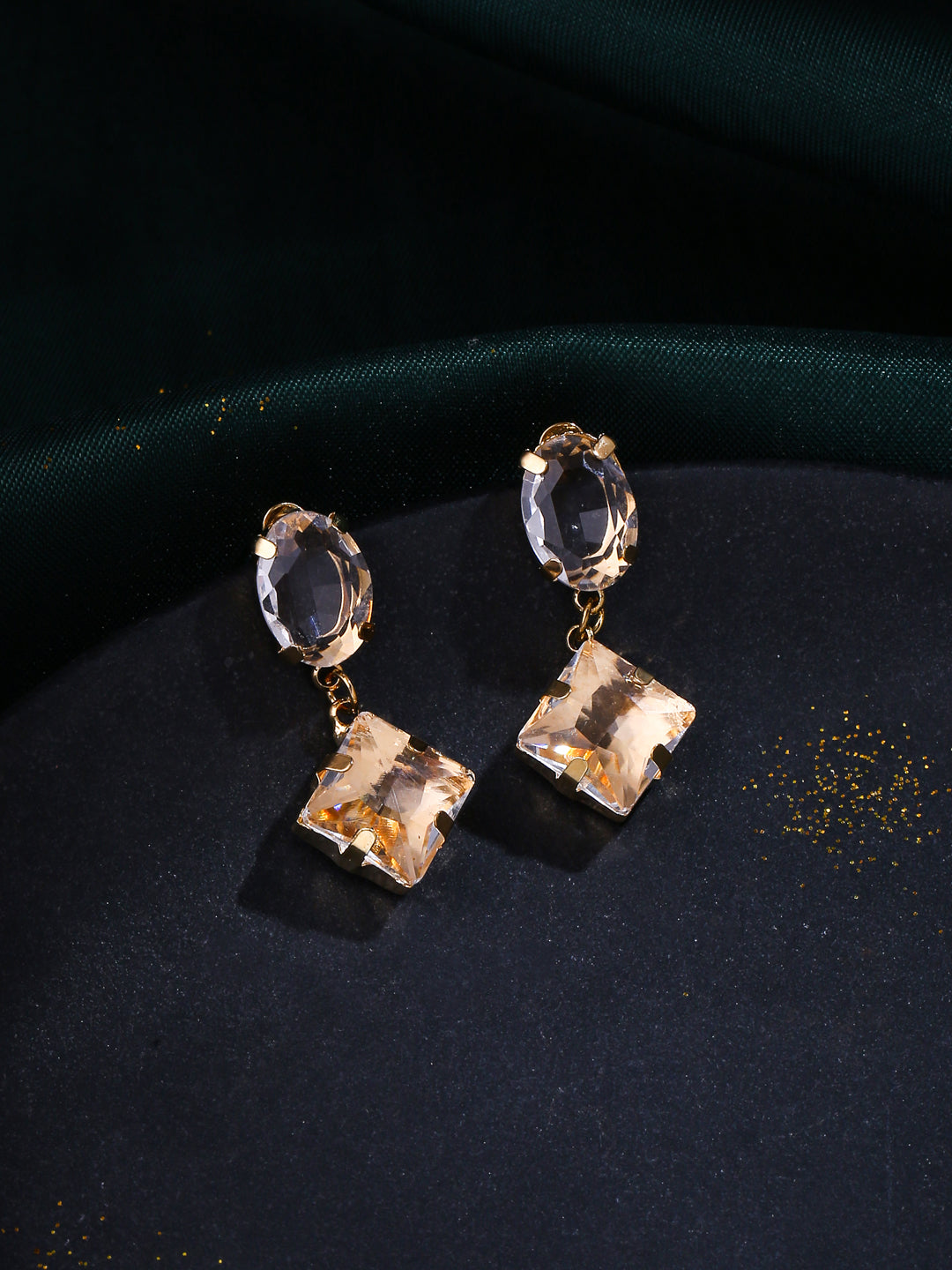 Women's Golden CZ Studded Studs Earrings