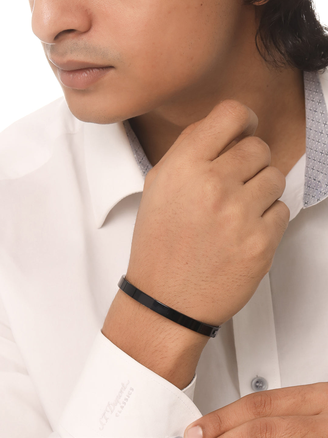 Men's Black Metal Interlock Kada Bracelet