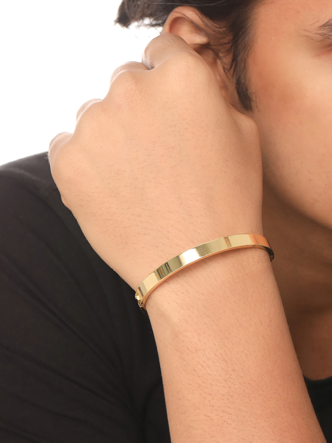 Men's Gold Metal Interlock Kada Bracelet