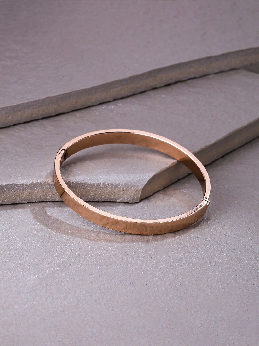 Men's Rose Gold Metal Interlock Kada Bracelet - NVR