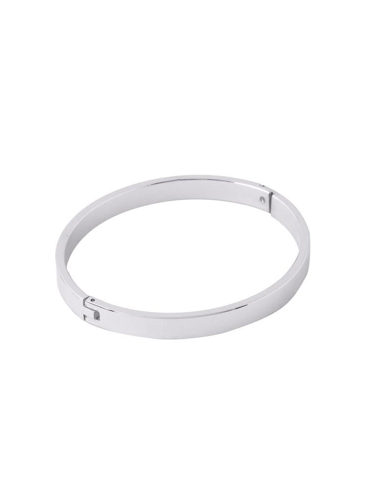 Men's Silver Metal Interlock Kada Bracelet