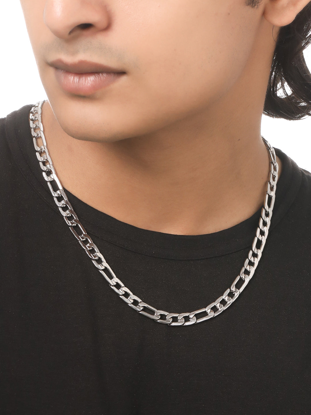 Men's Rhodium-Plated Stainless Steel Bohemian Chain