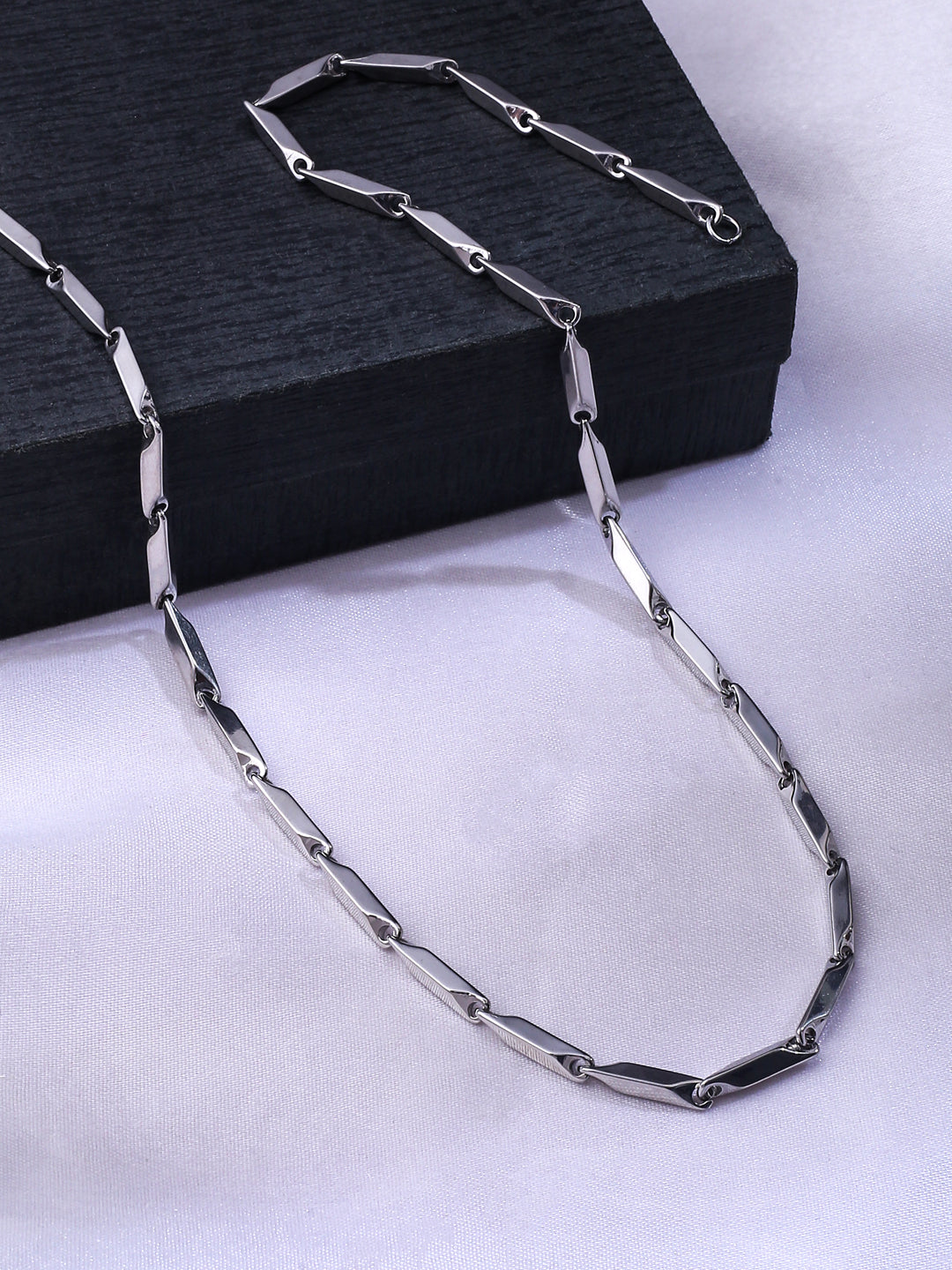Men's Rhodium-Plated Stainless Steel Bohemian Chain