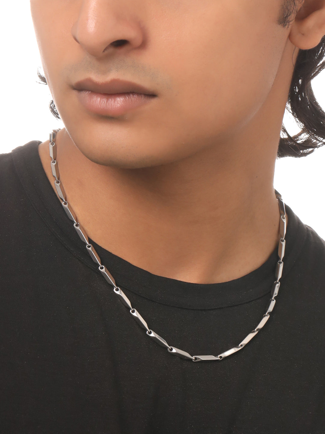 Men's Rhodium-Plated Stainless Steel Bohemian Chain - NVR