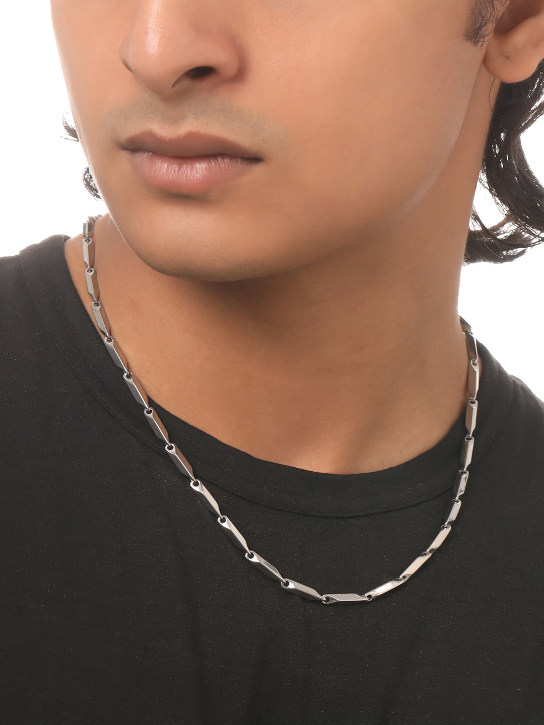 Men's Rhodium-Plated Stainless Steel Bohemian Chain