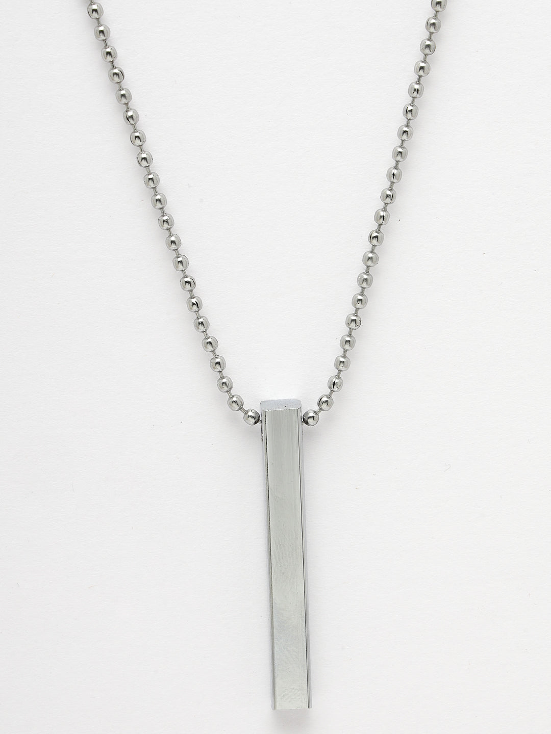 Men's Silver Rhodium Plated Bar Pendant & Chain