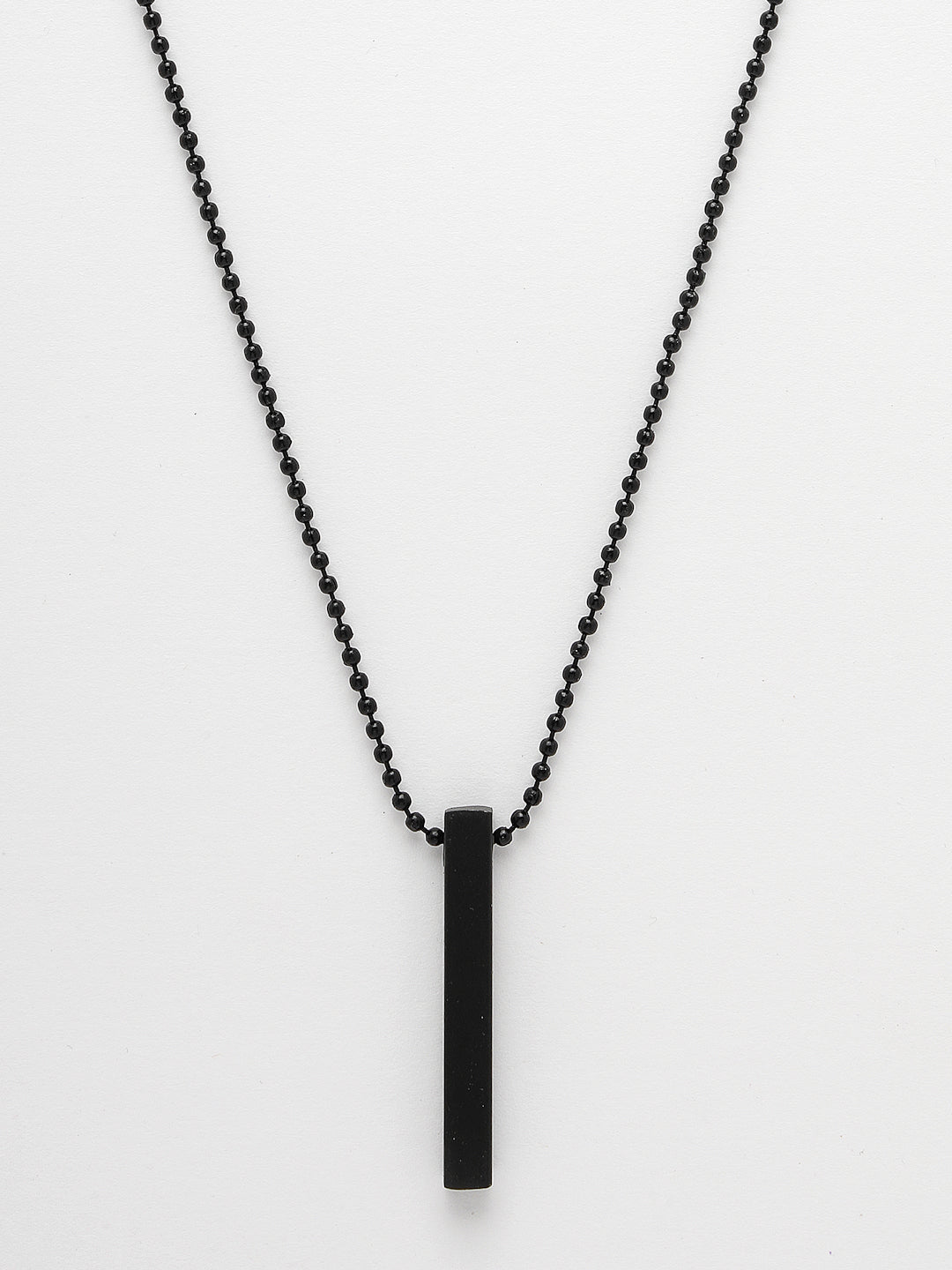 Men's Black Rhodium Plated Bar Pendant & Chain - NVR