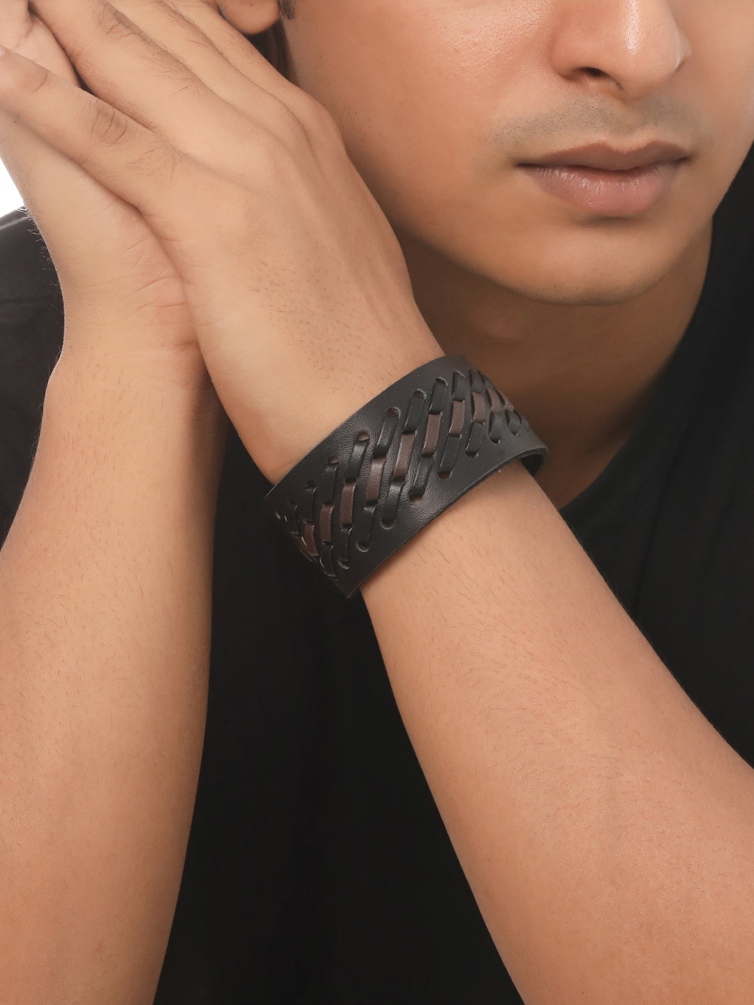 Men's Black leather bracelet