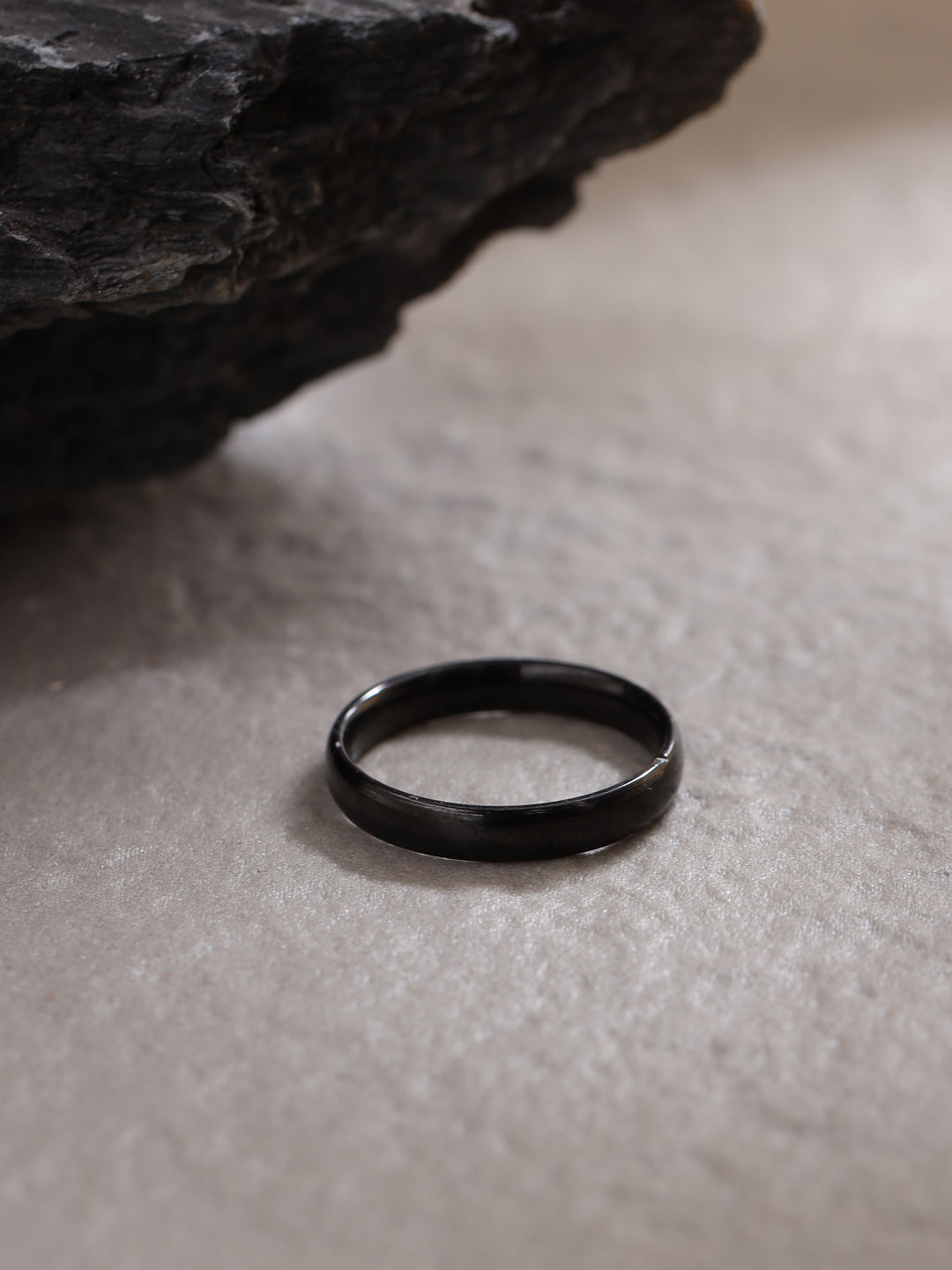 Men's Black Stainless Steel Finger Ring - NVR