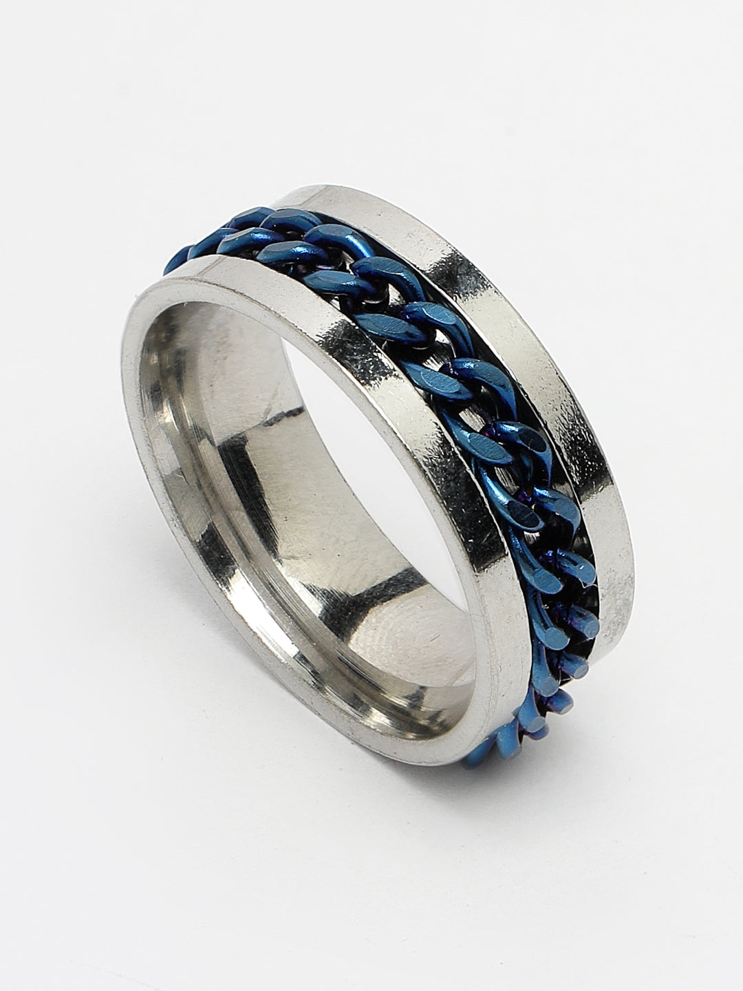 Men's Rhodium Plated Stainless Steel Finger Ring - NVR
